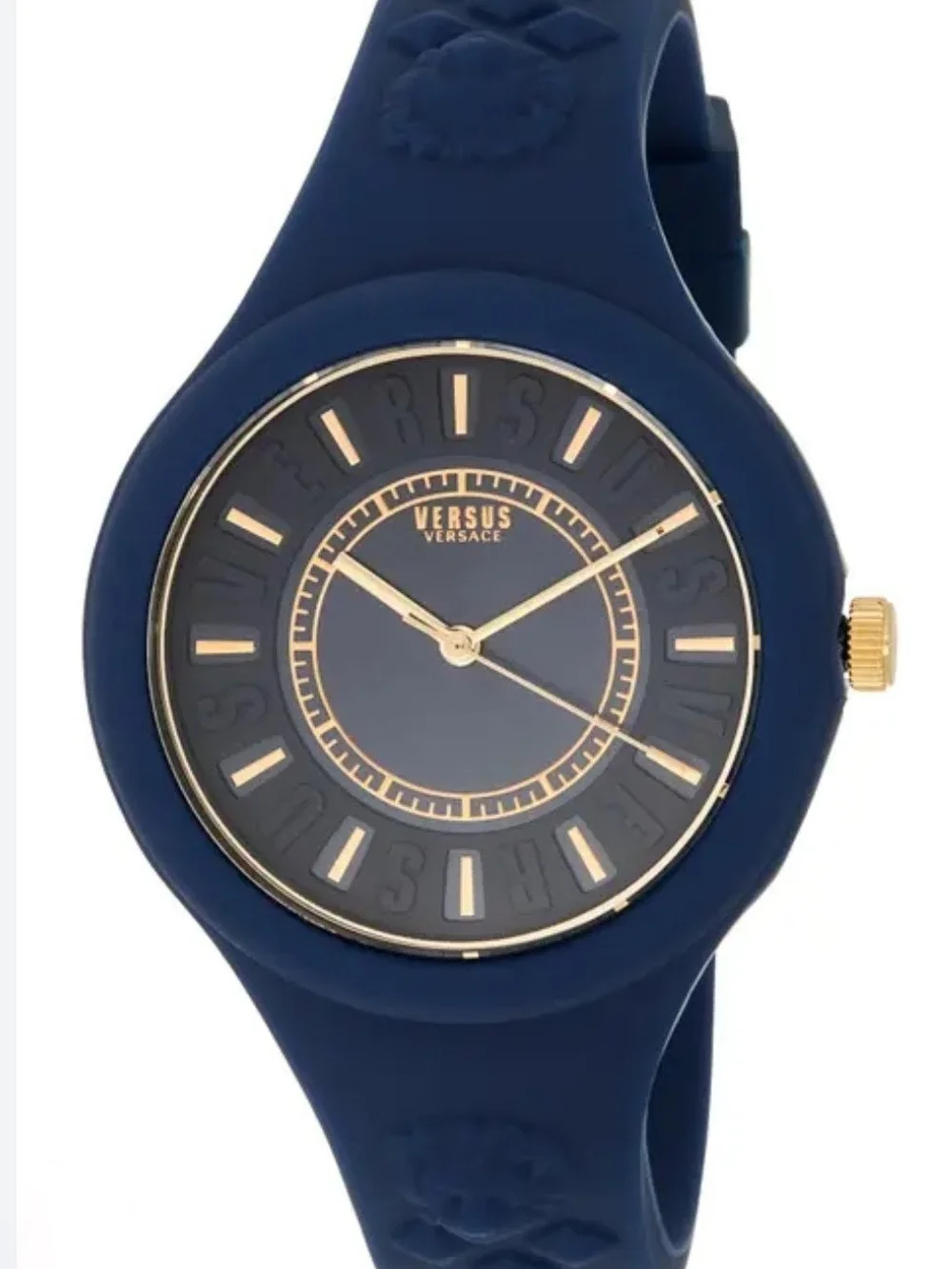 Versus Versace Blue Silicone Watch with Gold-Tone Details